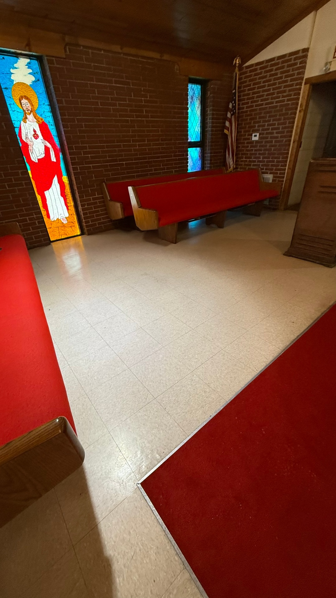 Spotless church tile floor after cleaning